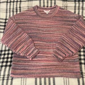 Women’s Time and Tru Pink and Grey Striped Sweater